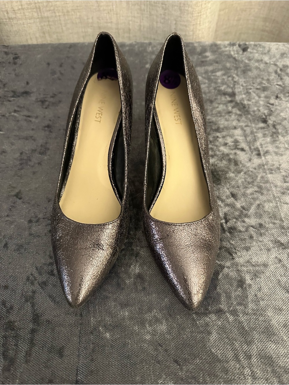 Nine West Metallic Charcoal/Silver Pointed Toe Pumps